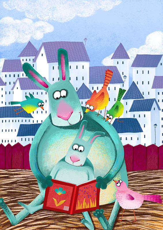 动物大世界插画系列-看书的兔子下载