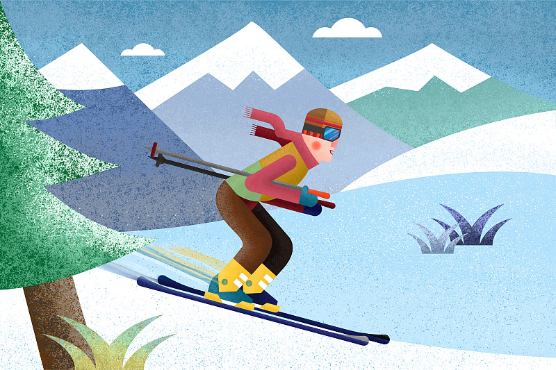 24节气与运动-冬-冬至-滑雪图片下载