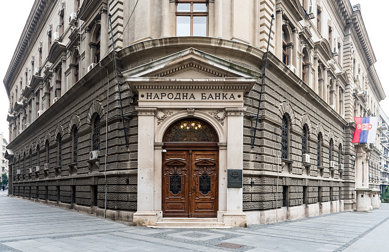 塞尔维亚国家银行精美正门图片素材