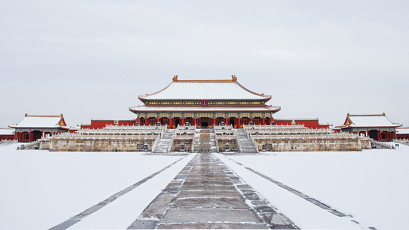 雪后无人的北京故宫太和殿图片下载