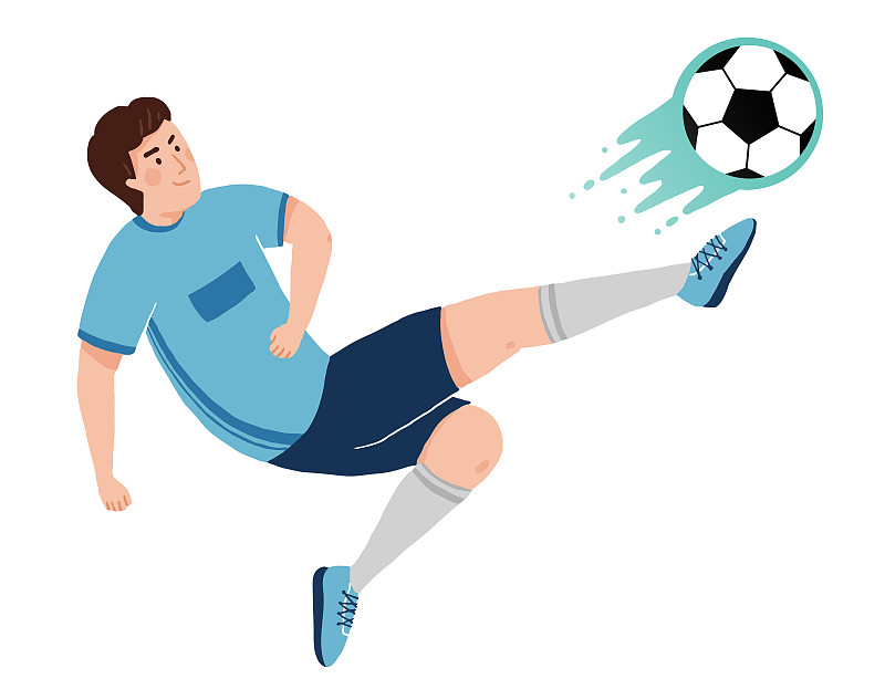足球射门插画图片