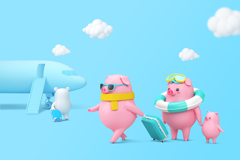 3D金猪人物，2019猪年卡通设计。013图片下载