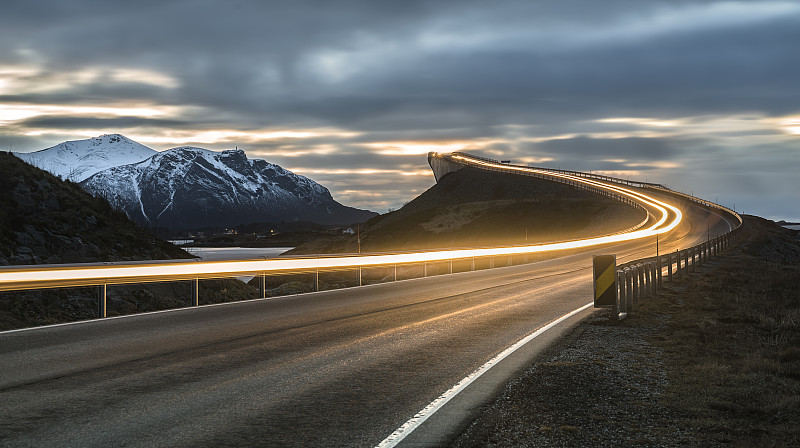 雪地公路 挪威大西洋之路图片素材