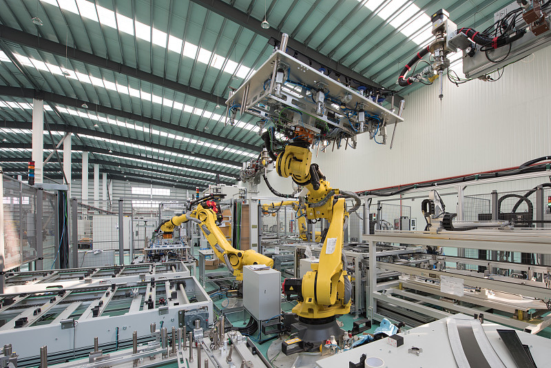 汽车生产流水线机器人手臂现代工业4.0自动化图片素材