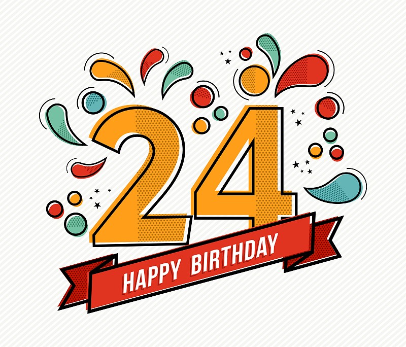 五彩缤纷的生日数字24平线设计图片