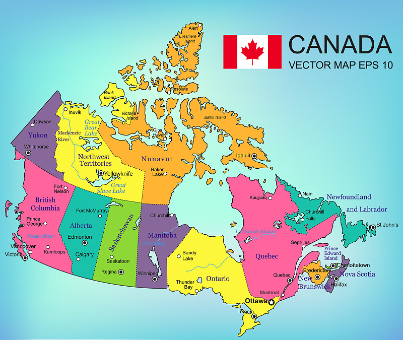 详细的加拿大地图和世界地图导航
