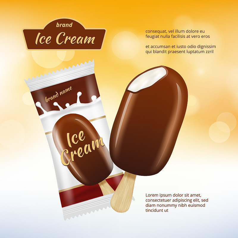 巧克力冰淇淋海报设计逼真图片素材