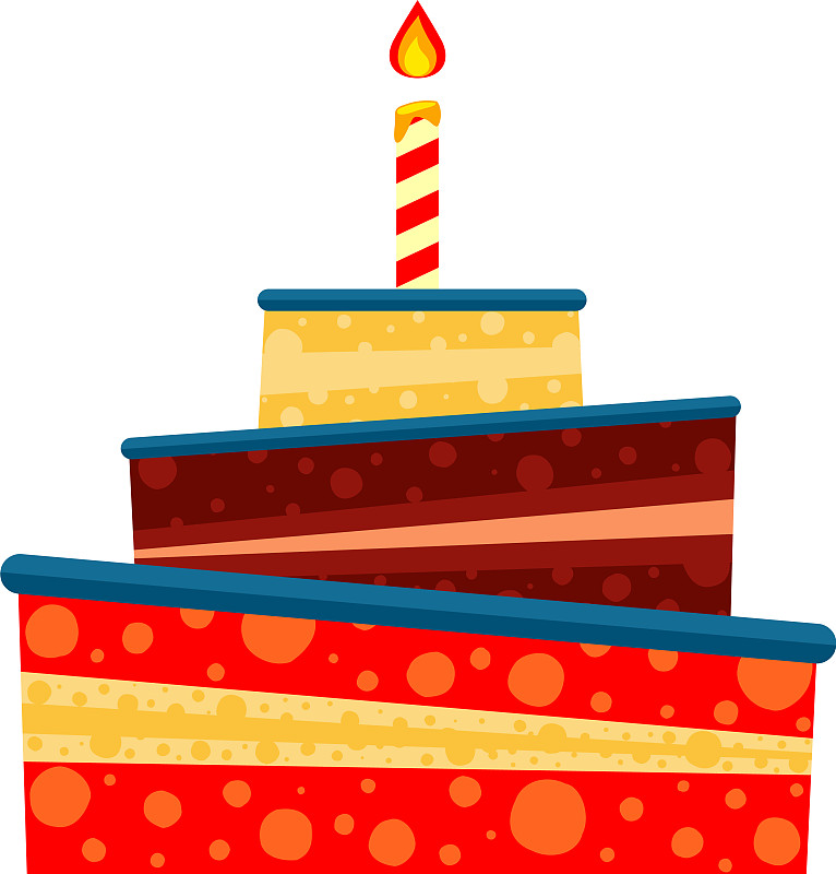 彩色卡通生日蛋糕三层图片