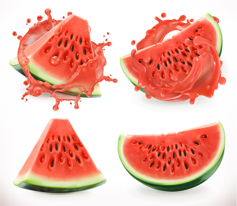 西瓜汁新鲜水果3d逼真的图标图片下载