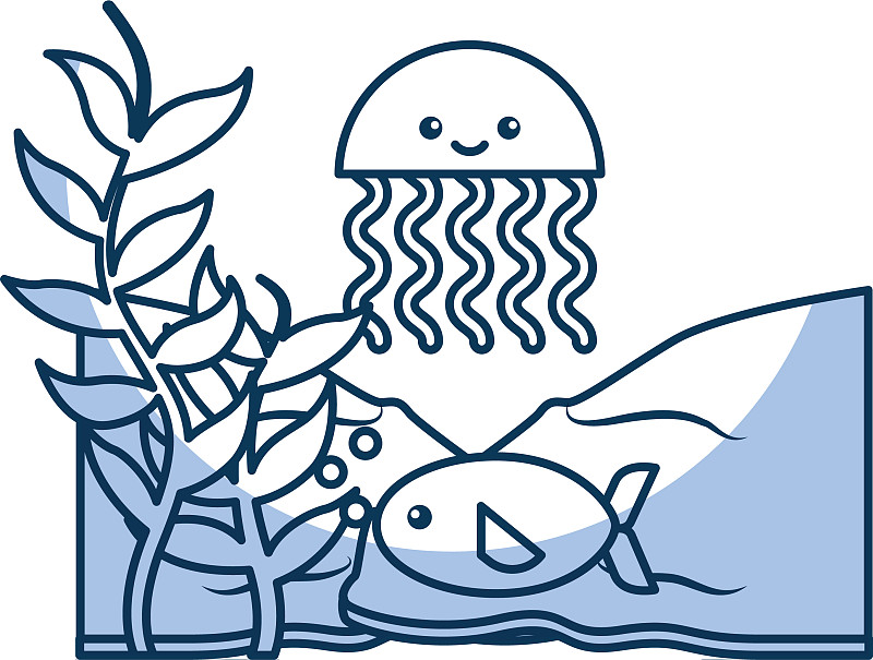 海母和水母简笔画图片