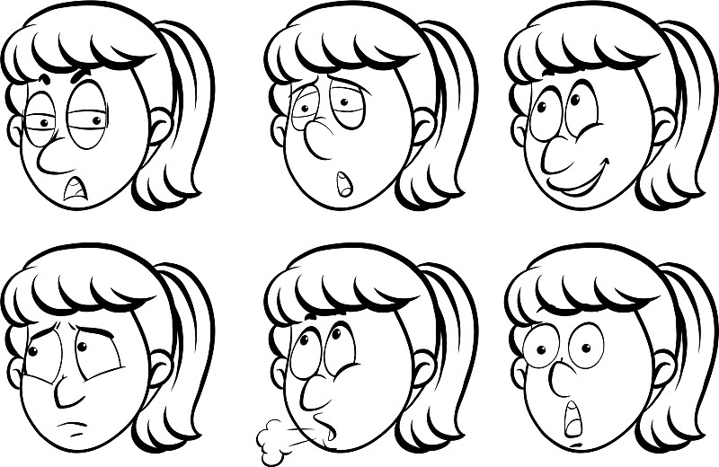 六张脸有着不同的情绪