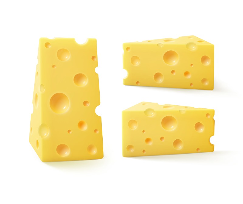 一套三角形块瑞士奶酪孤立图片下载