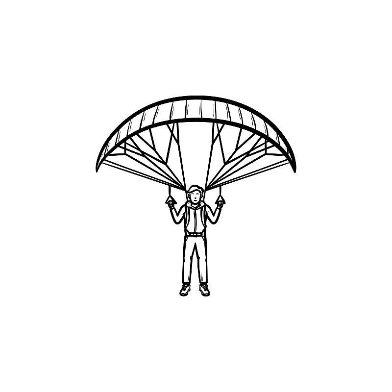 跳伞者用手绘涂鸦的降落伞轮廓图片