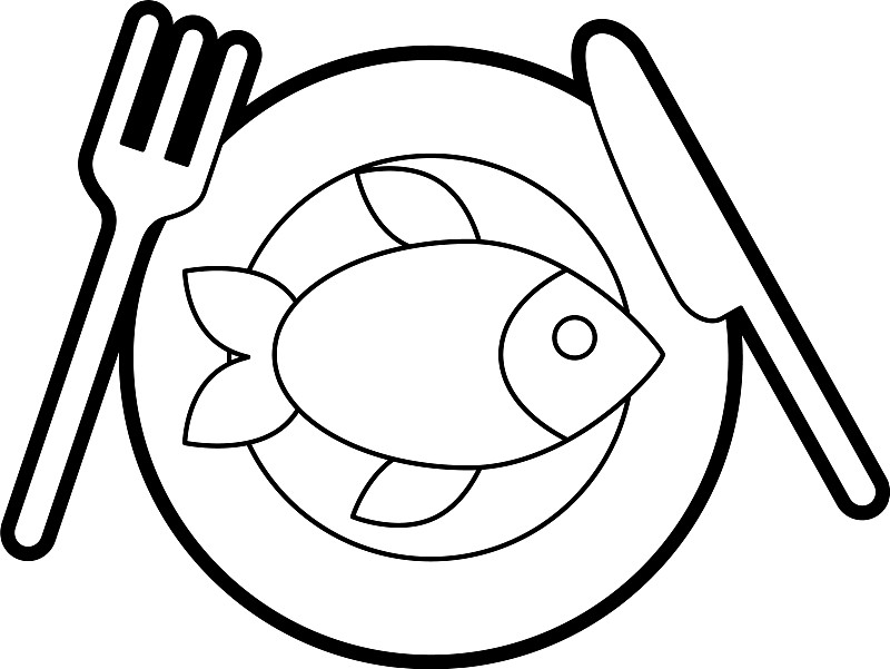 鱼在盘中简笔画图片