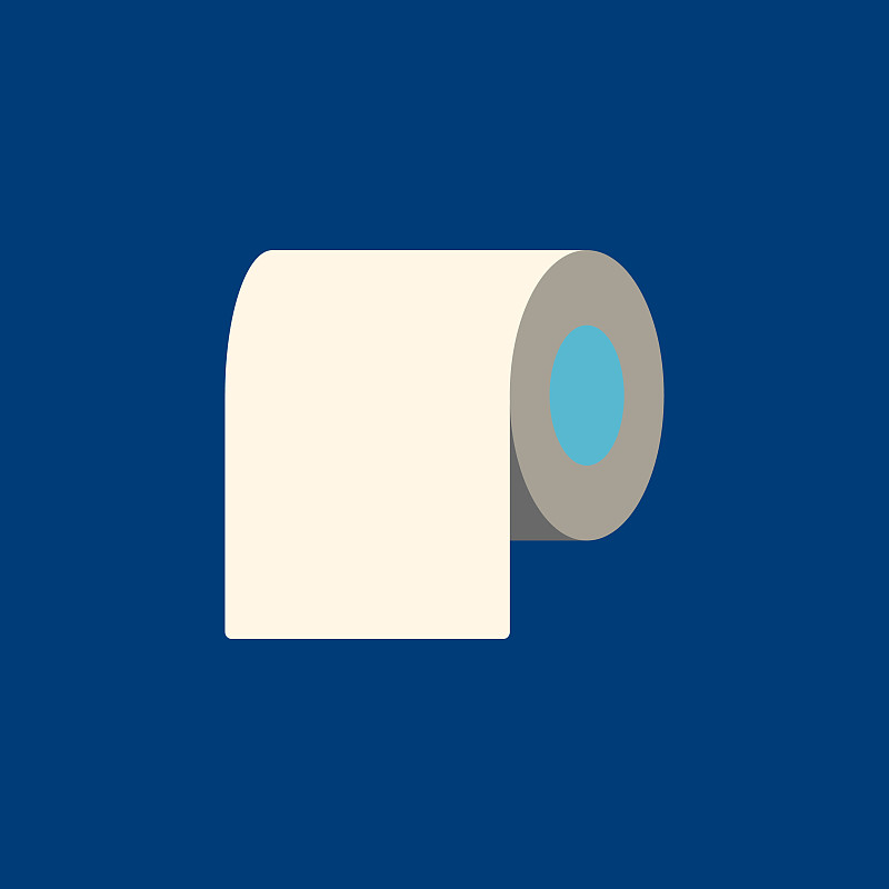 厕纸平面图标上的蓝色背景图片素材