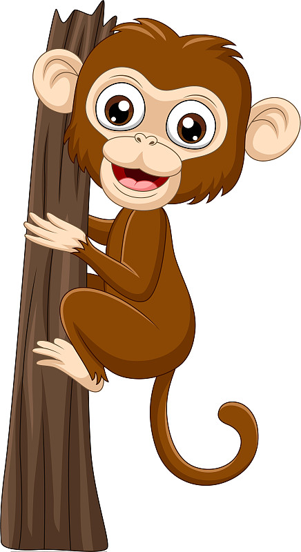 卡通猴子爬树枝图片
