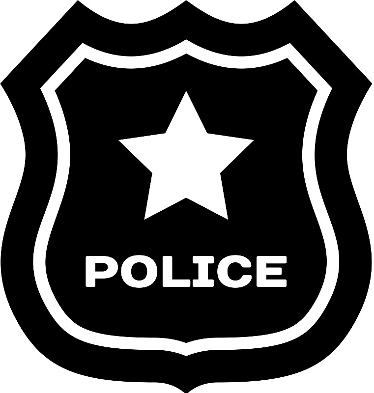 黑人警察徽章图标孤立在白色图片