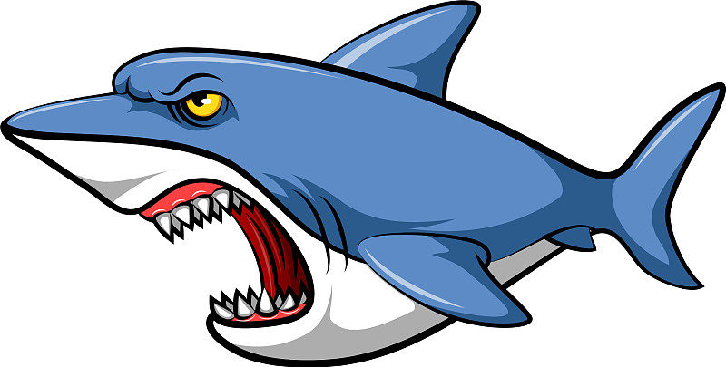 吐舌鲨鱼boss蓝底卡通图片