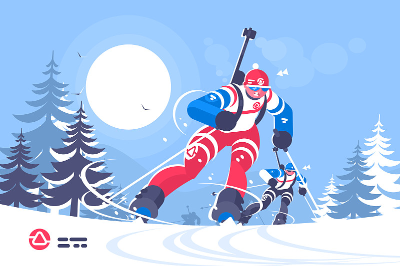 冬季两项滑雪男子平面海报图片素材