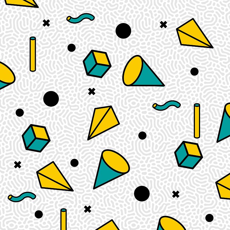 孟菲斯矢量插画 几何图案和色块的活泼组合设计系列下载