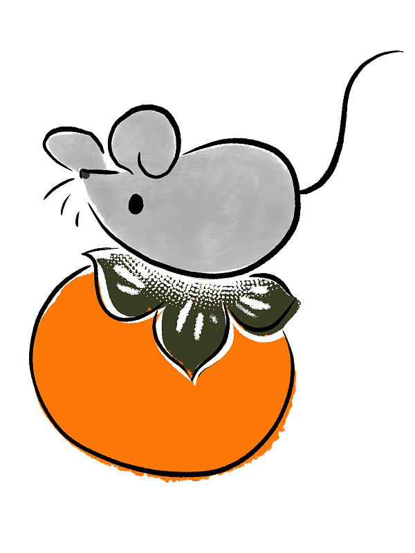 小老鼠和柿子插图图片素材