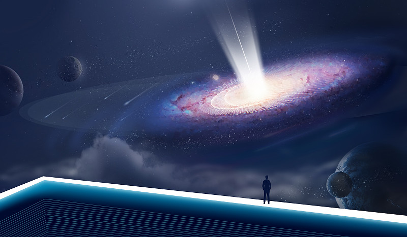 宇宙空间星球黑洞未来商务科技风插画图片