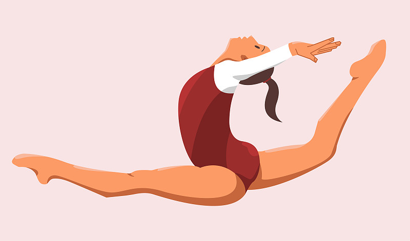 扁平风运动人物女子体操动作图片素材