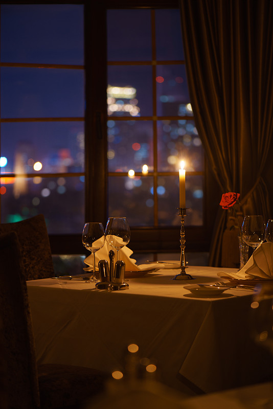 浪漫西餐厅烛光夜晚图片下载