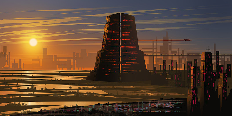 未来的城市。小说的背景。概念艺术图片下载