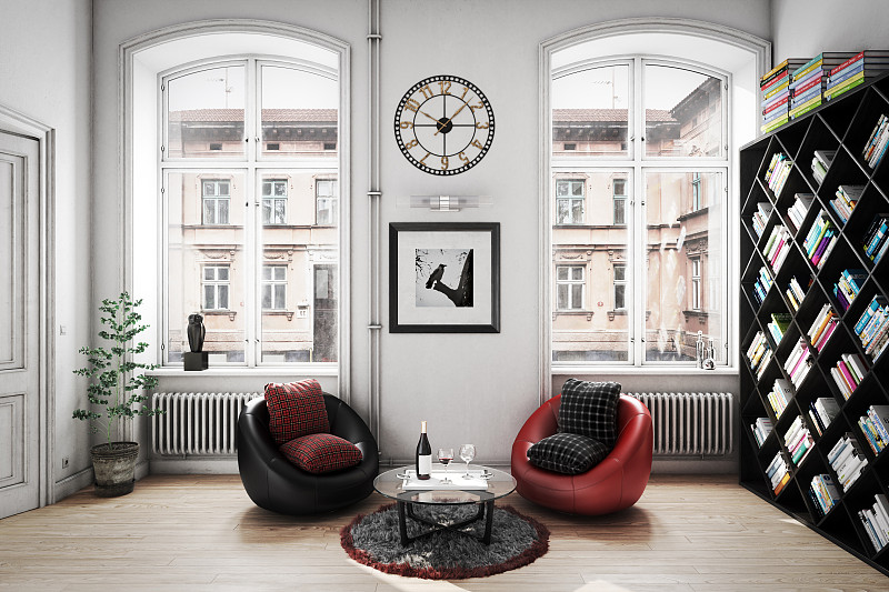 舒适的斯堪的纳维亚家庭室内设计图片下载