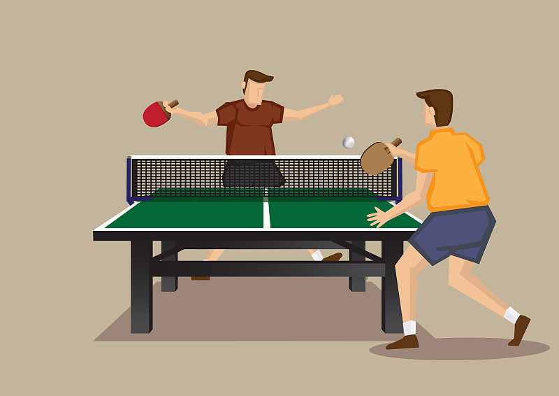 乒乓球男子单打矢量插图图片素材