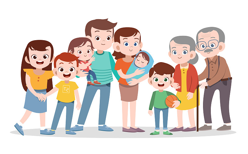 幸福家庭矢量插图孤立图片下载