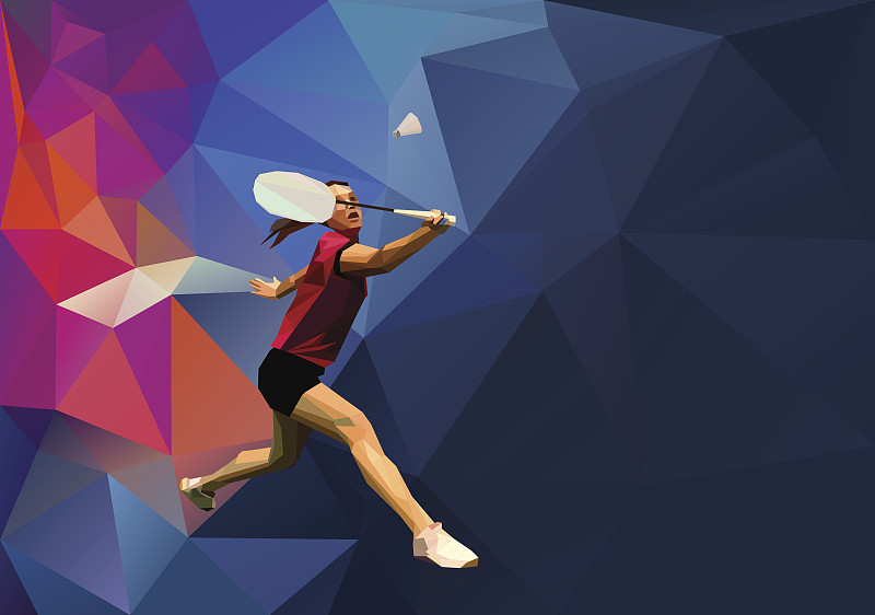 多边形职业女子羽毛球运动员图片素材