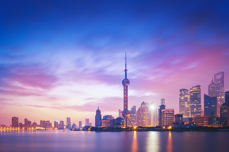 上海天际线日落图片素材