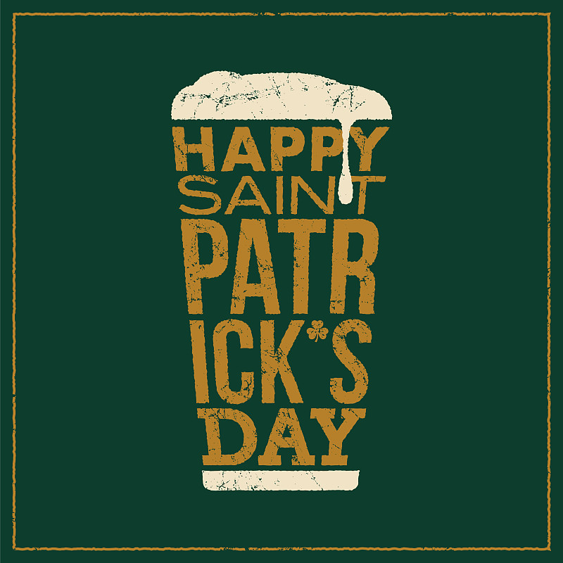 圣帕特里克节啤酒杯概念标语背景图片下载