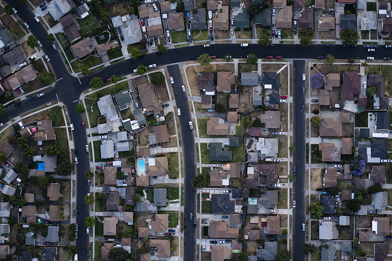 一个住宅区鸟瞰图，洛杉矶图片下载