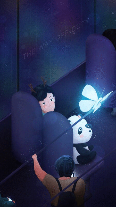 小熊猫和小男孩的日常插画下载