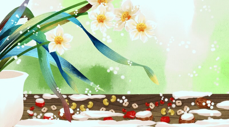 水彩风格植物花卉水仙插画动图图片下载