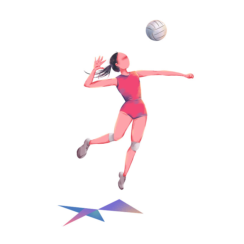 插画运动抽象几何排球人物元素图片