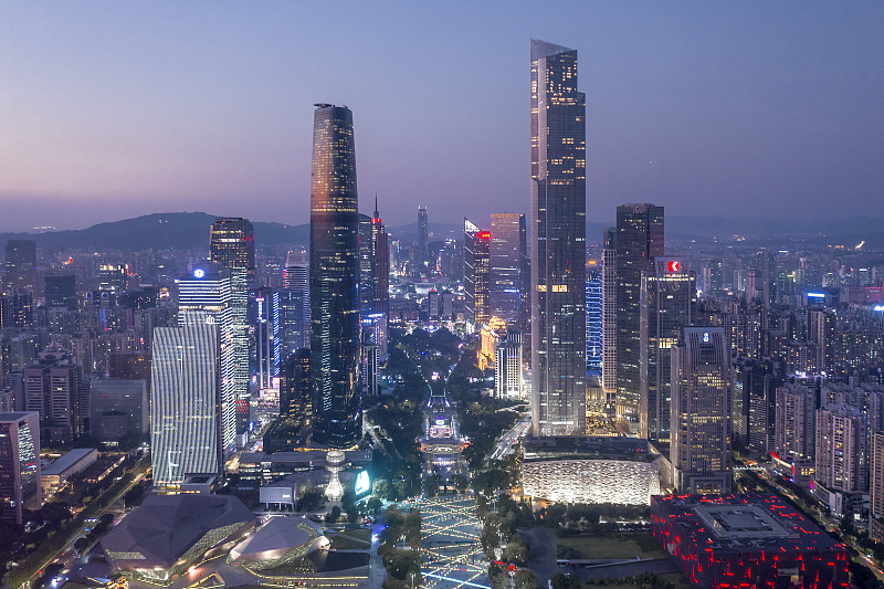 广州市 珠江新城 现代建筑群 航拍图片素材