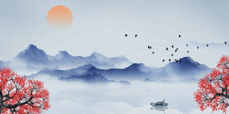 手绘中国风意境水墨山水动图 GIF山水动图图片下载