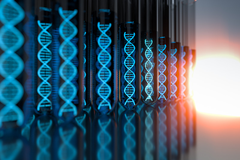 试管与试管内的DNA 三维渲染图片下载