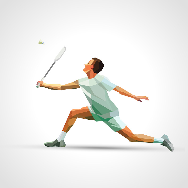 多边形职业羽毛球运动员图片素材