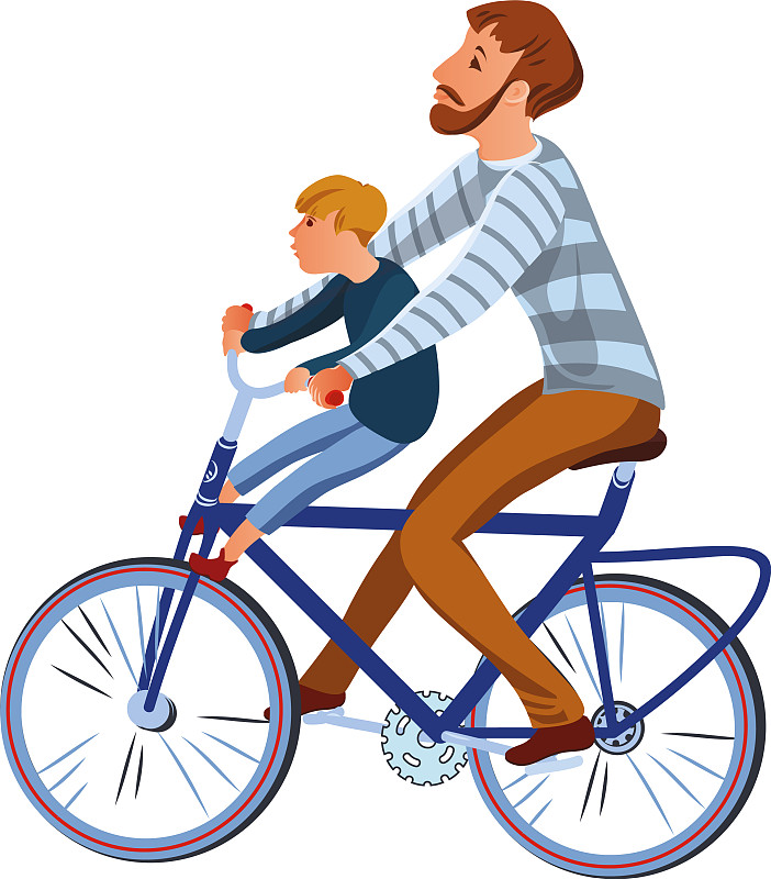 长胡子的父亲和骑自行车的儿子图片下载