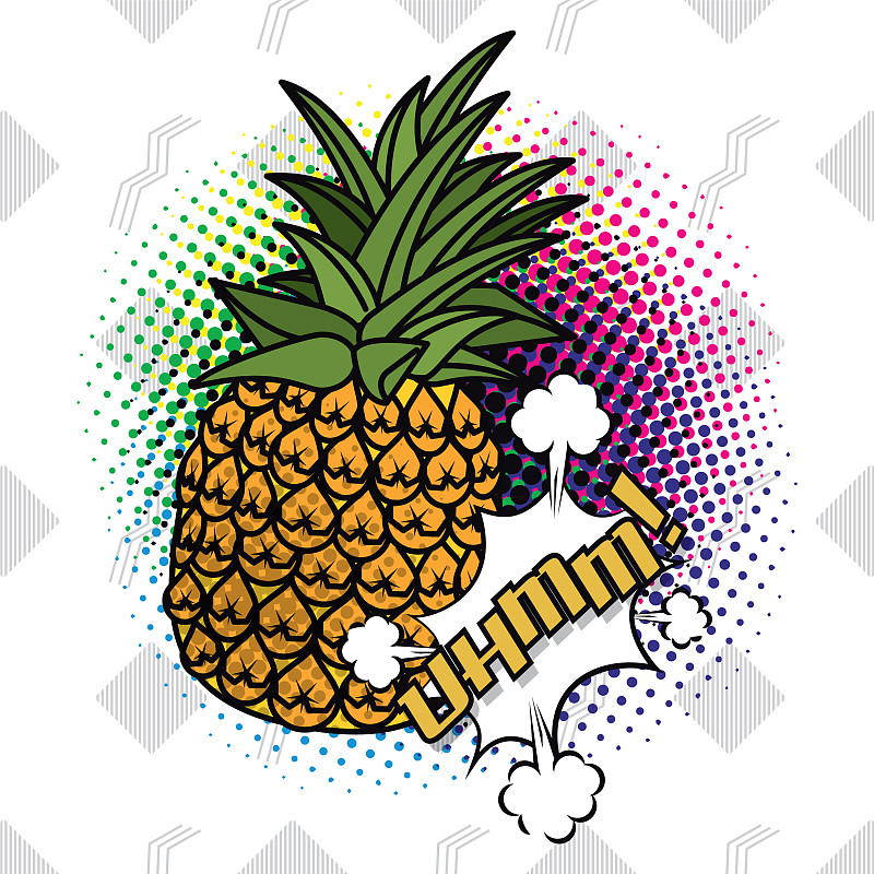 海报波普艺术风格的菠萝水果图片下载