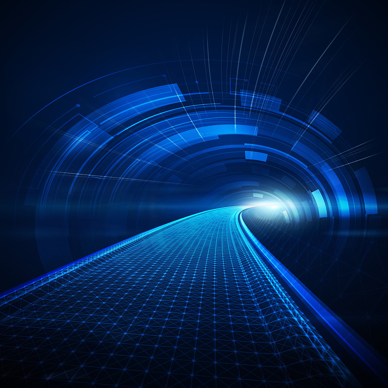 科技概念背景，光线与数字隧道图片下载
