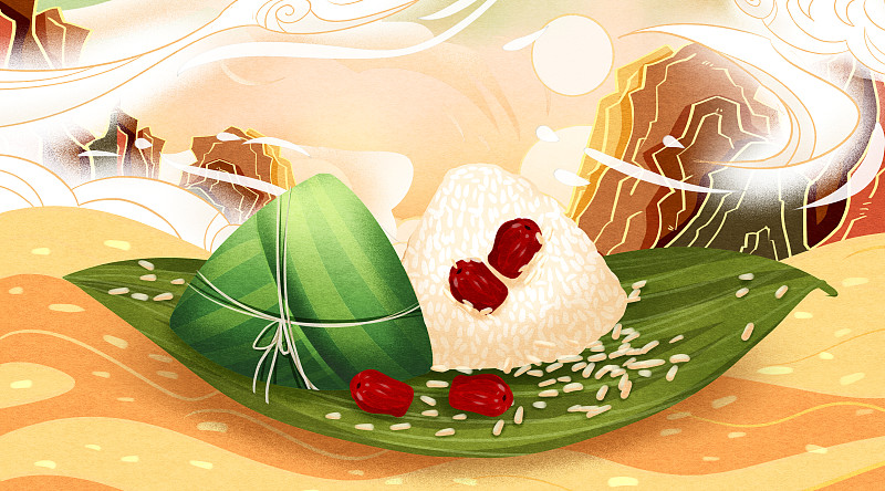中国传统节日端午节蜜枣粽子插画图片