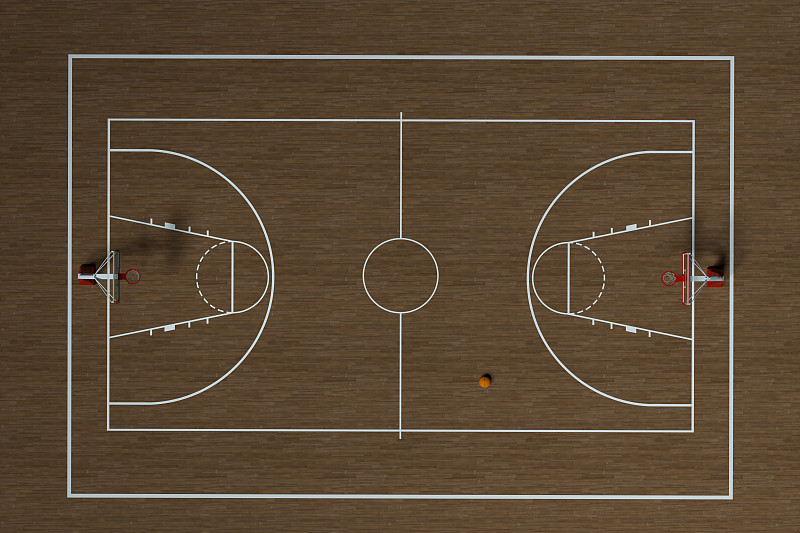 室内木地板篮球场 三维渲染图片素材