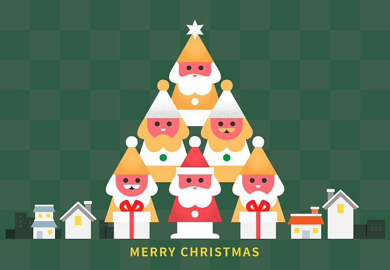 圣诞快乐和新年快乐平面设计风格贺卡插图010图片下载