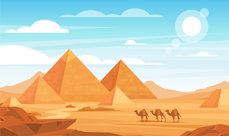沙漠平地上的金字塔图片下载